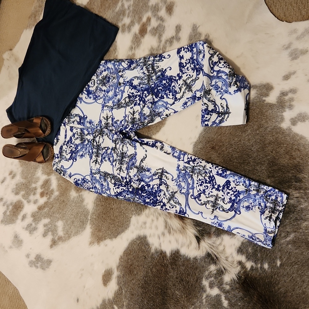 🎉Kaktus Ankle Pants Front Zip Elastic Back with Pockets